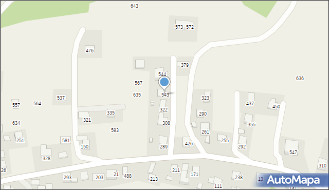 Mystków, Mystków, 543, mapa Mystków