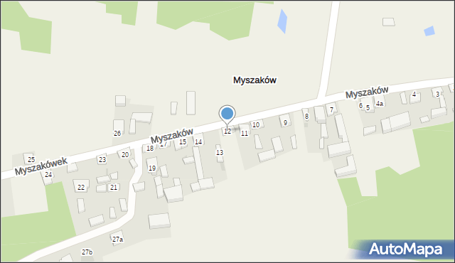 Myszaków, Myszaków, 12, mapa Myszaków