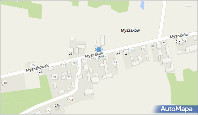 Myszaków, Myszaków, 15, mapa Myszaków