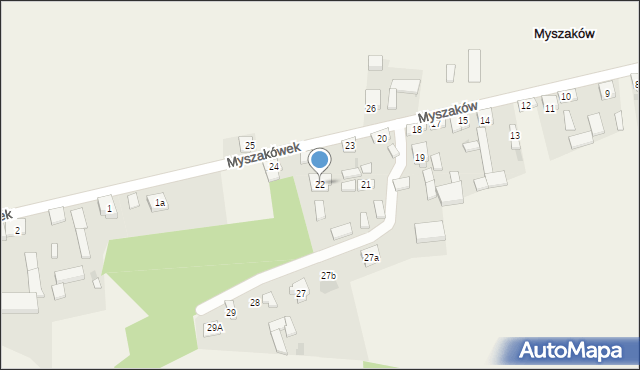 Myszaków, Myszaków, 22, mapa Myszaków