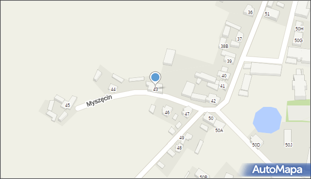 Myszęcin, Myszęcin, 43, mapa Myszęcin