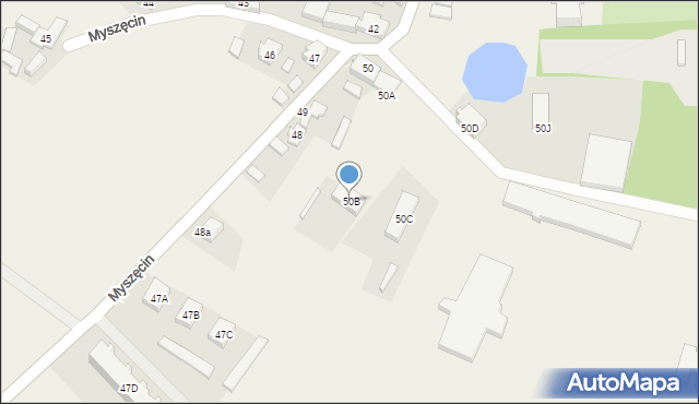 Myszęcin, Myszęcin, 50B, mapa Myszęcin