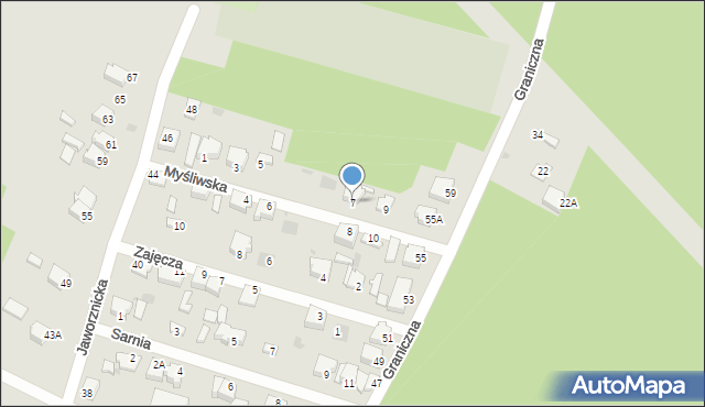 Myszków, Myśliwska, 7, mapa Myszków