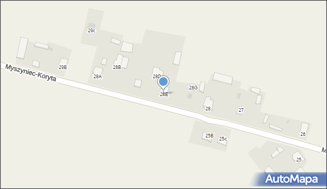 Myszyniec-Koryta, Myszyniec-Koryta, 28E, mapa Myszyniec-Koryta