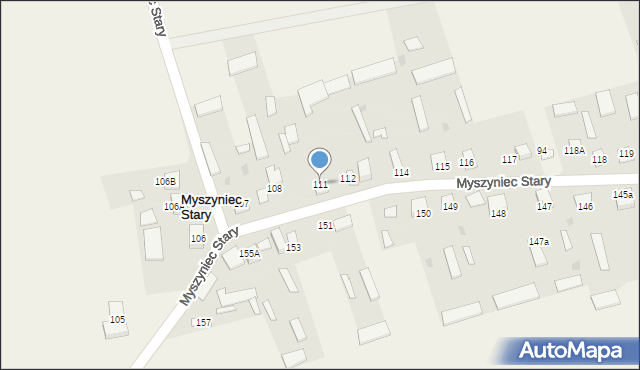 Myszyniec Stary, Myszyniec Stary, 111, mapa Myszyniec Stary