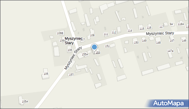 Myszyniec Stary, Myszyniec Stary, 155, mapa Myszyniec Stary