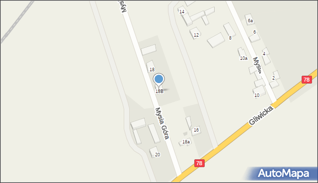 Nieborowice, Mysia Góra, 18B, mapa Nieborowice