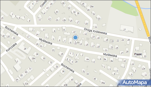 Niepołomice, Myśliwska, 11, mapa Niepołomice