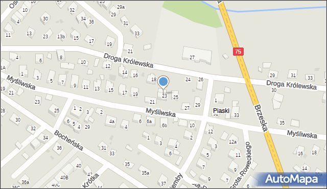 Niepołomice, Myśliwska, 23B, mapa Niepołomice