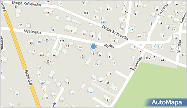 Niepołomice, Myśliwska, 30, mapa Niepołomice
