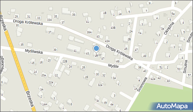 Niepołomice, Myśliwska, 45, mapa Niepołomice