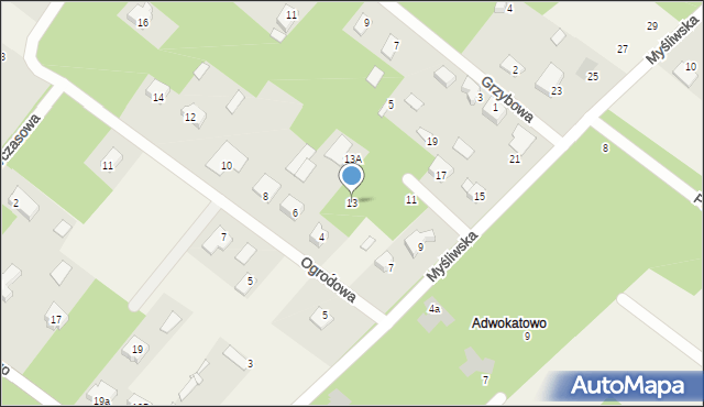 Niewodnica Kościelna, Myśliwska, 13, mapa Niewodnica Kościelna