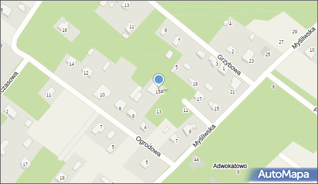 Niewodnica Kościelna, Myśliwska, 13A, mapa Niewodnica Kościelna