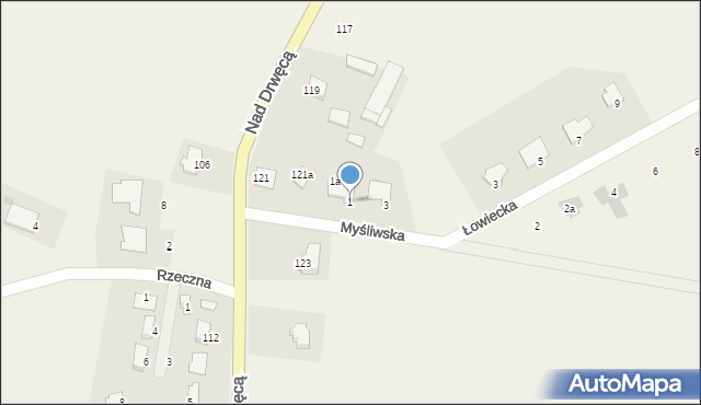 Nowa Wieś, Myśliwska, 1, mapa Nowa Wieś