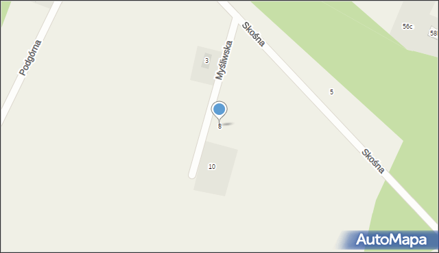 Obrowo, Myśliwska, 8, mapa Obrowo