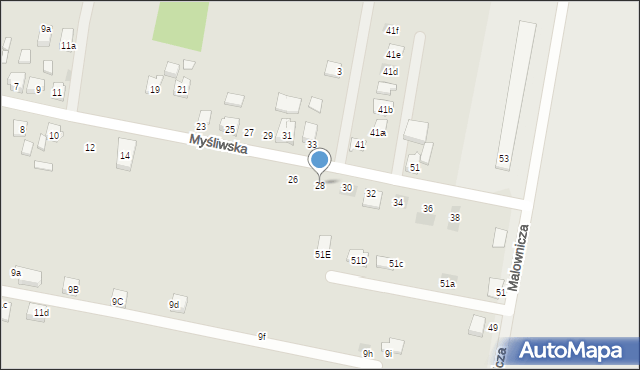 Orzesze, Myśliwska, 28, mapa Orzesze