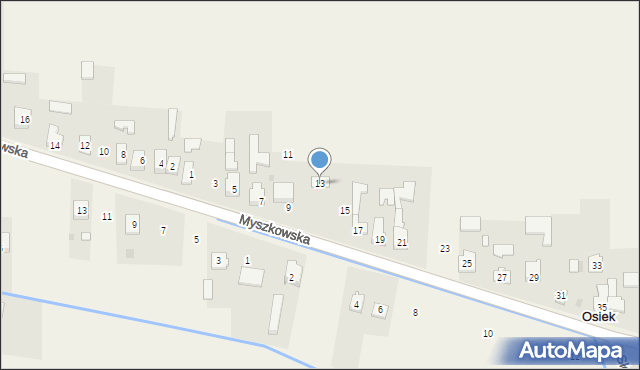 Osiek, Myszkowska, 13, mapa Osiek