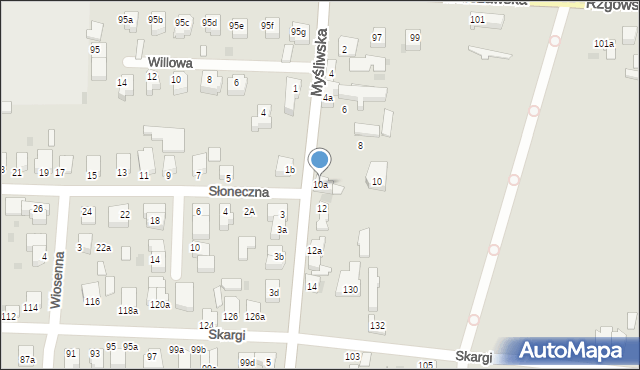 Pabianice, Myśliwska, 10a, mapa Pabianic