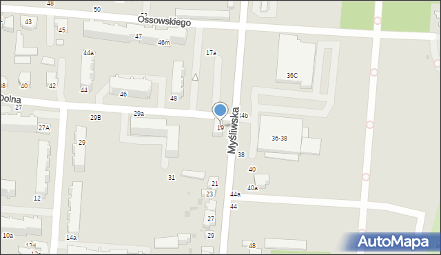 Pabianice, Myśliwska, 19, mapa Pabianic