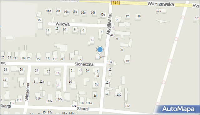 Pabianice, Myśliwska, 1b, mapa Pabianic