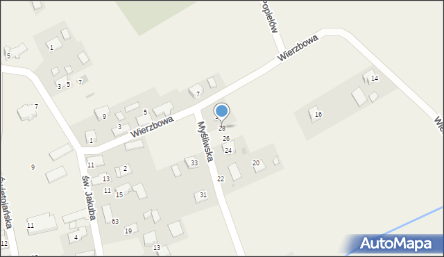 Palczowice, Myśliwska, 28, mapa Palczowice