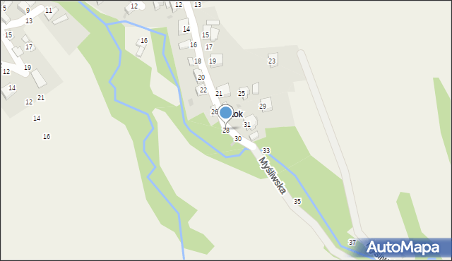 Pewel Ślemieńska, Myśliwska, 28, mapa Pewel Ślemieńska