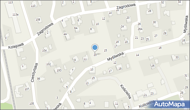 Pogwizdów, Myśliwska, 13, mapa Pogwizdów