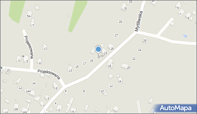 Poręba, Myśliwska, 21, mapa Poręba