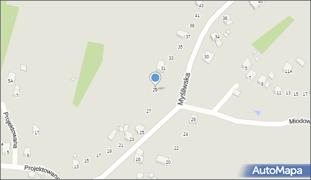 Poręba, Myśliwska, 29, mapa Poręba