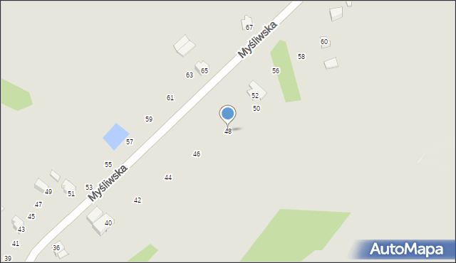 Poręba, Myśliwska, 48, mapa Poręba