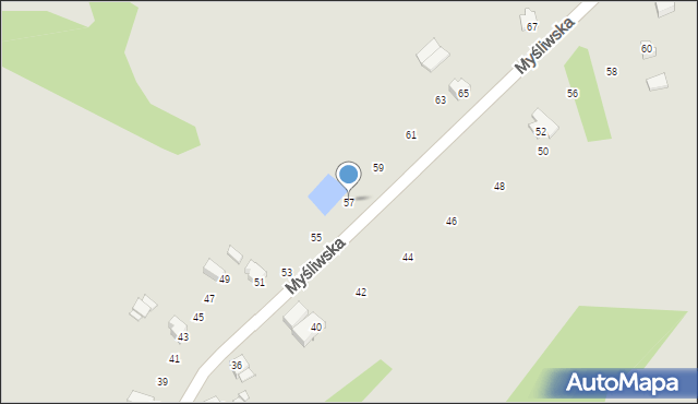Poręba, Myśliwska, 57, mapa Poręba