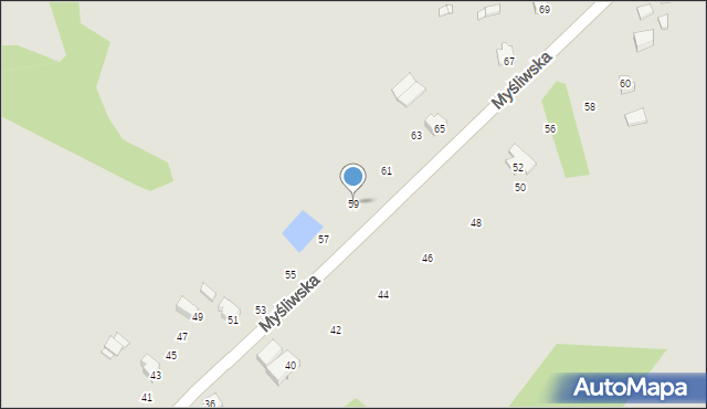 Poręba, Myśliwska, 59, mapa Poręba