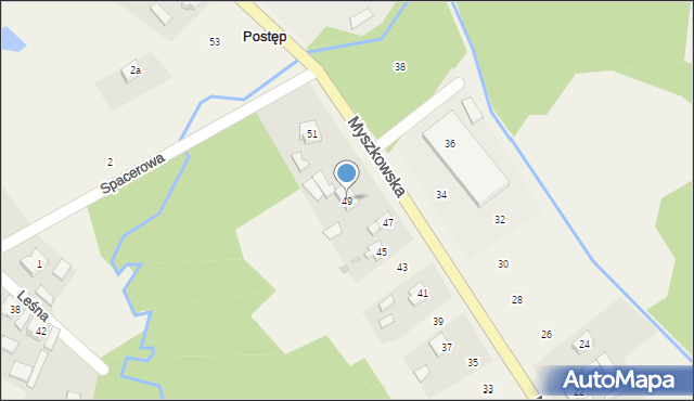 Postęp, Myszkowska, 49, mapa Postęp