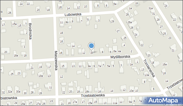 Poznań, Myśliborska, 10, mapa Poznania