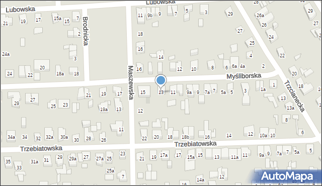 Poznań, Myśliborska, 13, mapa Poznania