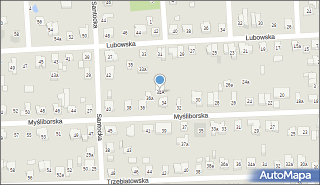 Poznań, Myśliborska, 34A, mapa Poznania
