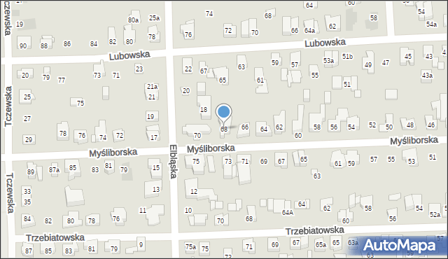 Poznań, Myśliborska, 68, mapa Poznania
