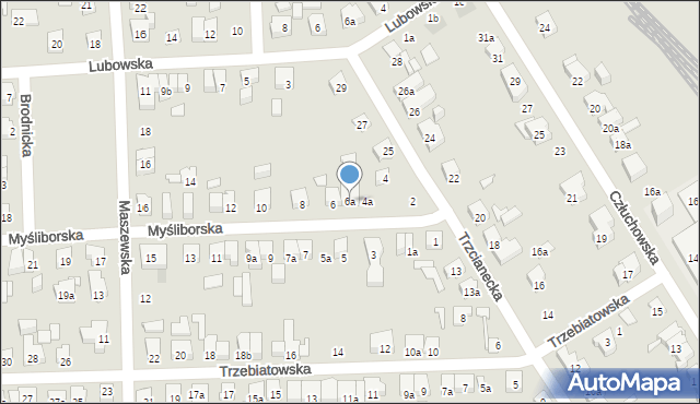 Poznań, Myśliborska, 6a, mapa Poznania