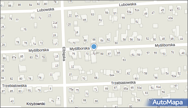 Poznań, Myśliborska, 71, mapa Poznania