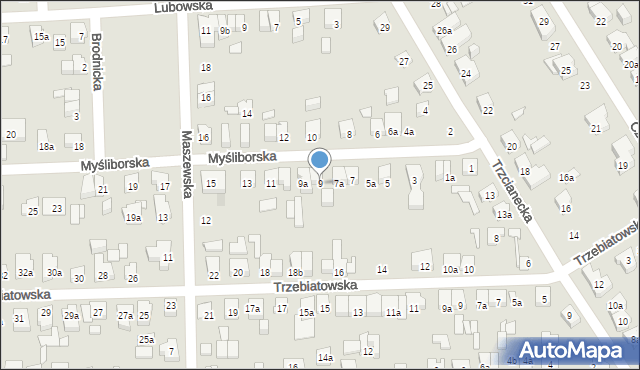Poznań, Myśliborska, 9, mapa Poznania