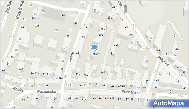 Poznań, Mylna, 29e, mapa Poznania