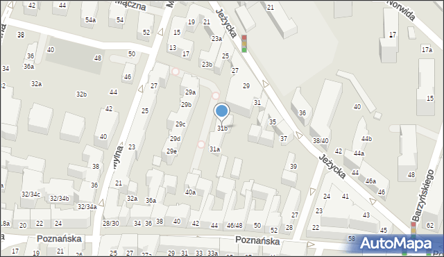 Poznań, Mylna, 31b, mapa Poznania