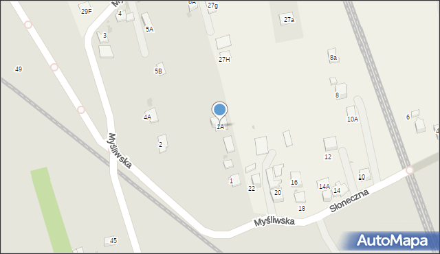 Pszczyna, Myśliwska, 1A, mapa Pszczyny