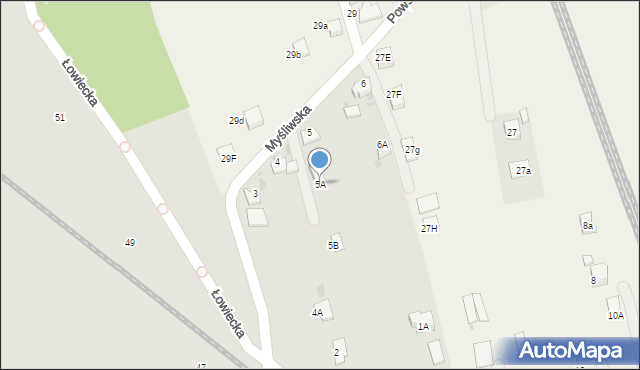Pszczyna, Myśliwska, 5A, mapa Pszczyny