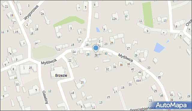 Racibórz, Myśliwca Serafina, kpt., 28, mapa Racibórz