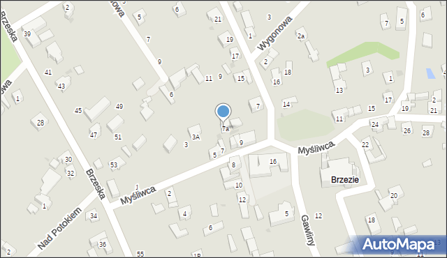 Racibórz, Myśliwca Serafina, kpt., 7a, mapa Racibórz