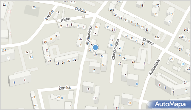 Racibórz, Mysłowicka, 1c, mapa Racibórz