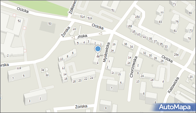 Racibórz, Mysłowicka, 4a, mapa Racibórz