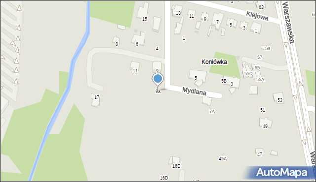 Radom, Mydlana, 9a, mapa Radomia