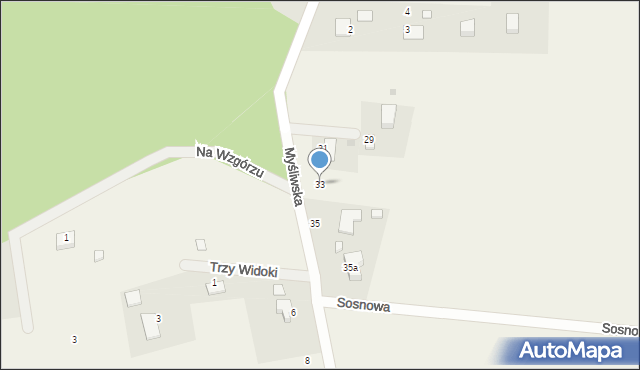 Raszów, Myśliwska, 33, mapa Raszów